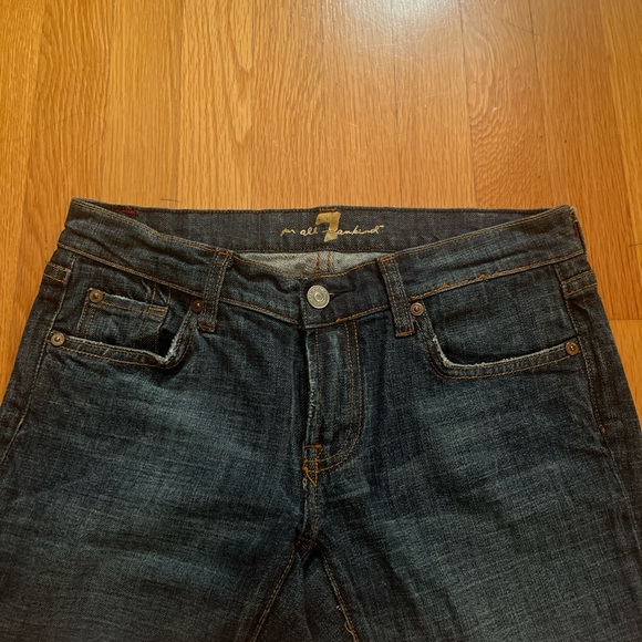 7 for all mankind low rise dark wash flared jeans with swarovski crystals - Picture 3 of 4